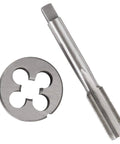 M12 X 1.25mm HSS Tap And Die Set For Metric Threads Right Hand Tap And Round Die Pro Grade High Speed Steel Silver Tone