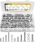 All-In-One Grab-And-Go Stainless Steel Flange Bolts Kit With Nuts And Washers, 246-Piece Set in clear storage case