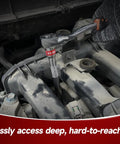Mechanic using 7 Piece Socket Extension Set Quarter Inch Drive With Adapters And U Joint Includes 3 6 9 12 Inch Extensions in car engine
