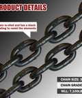 G80 Transport Binder Chain Three Eighth Inch By Twenty Foot Heavy Duty Tow Chain With Clevis Grab Hooks 7100 Lbs Safe Working Load Black
