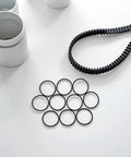 Ten Pack Black Disk Drive Rubber Belts Replacement Kit For Xbox 360 And Rock Tumblers shown with accessories