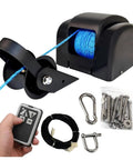 Rock Solid 45 Lbs Electric Boat Anchor Winch With Remote Control Saltwater Marine Windlass Kit including 98 ft rope and installation accessories.