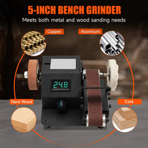 Built Tough Mini Belt Sander With Variable 350W Motor, Quiet Electric Grinder Sharpener For Wood Metal, Heavy Frame with digital display.