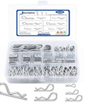 Heavy Duty Zinc Plated R Clips And Cotter Pins Kit, 220 Piece Spring Fastener Assortment in plastic case with steel pins