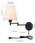 7 Inch Plug In Wall Sconce With Dimmable Stepless Brightness Fabric Linen Shade for Bedroom Reading Room and Hotel Ambience