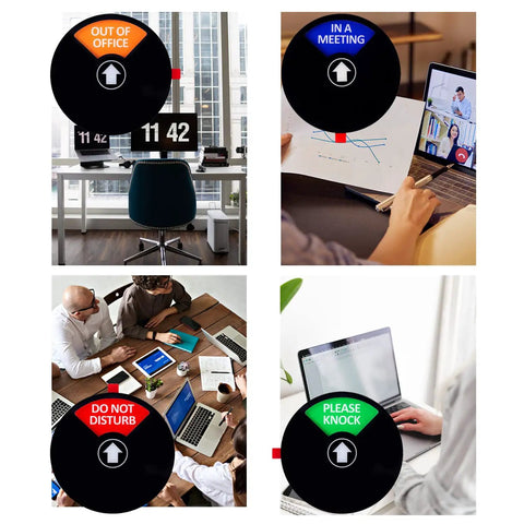 Privacy Office Door Sign With Magnetic Status Board Do Not Disturb Please Knock In A Meeting Out Of Office 5 Inch Black images