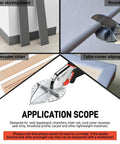 Application view of Angle Miter Shears Cutter For Molding And Trim, Adjustable 45 To 135 Degrees With Safety Lock, Pro Grade Hand Tool