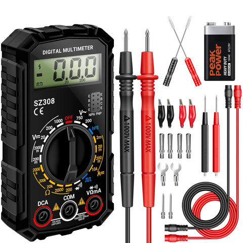 Versatile Digital Multimeter For AC And DC Voltage, Current, Resistance, Continuity, And Diode Testing with accessories