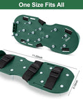 Heavy-Duty Lawn Aerator Shoes With Stainless Steel Shovel For Effortless Soil Aeration, top view showing size dimensions.