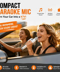 Two women using H100 Karaoke Microphone with Screen AI Vocal Remover and Dope Voice Changer, enjoying singing in a car