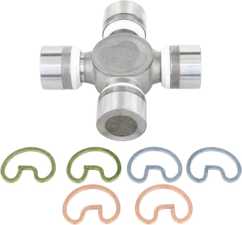 U Joint Kit 5-7438X 1330SPEC SPL25 OSR with Snap Ring displayed with multiple colored snap rings below it