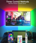 Rgb Led Strip Lights For TV Backlight 6.56Ft With 24 Key Remote 10 Level Brightness Backlight demonstrating remote control methods
