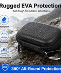Carrying Case For Crucial X10 X9 Pro Portable SSD Box Only Travel Hard Storage Bag with Mesh Pocket on wet rock outdoors