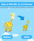 Giraffe shrink art comparison in All In One Shrink Plastic Craft Kit For DIY Keychains And Shrink Art With 198 Pieces.