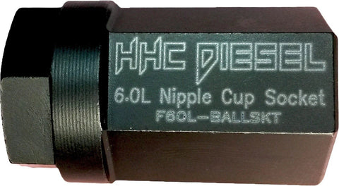 HHC Diesel Nipple Cup Socket for Ford 6.0L engine; metal with threaded end
