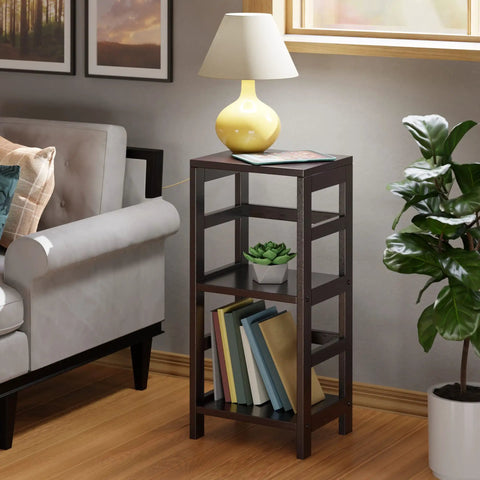 Open Display Two Tier Ladder Shelf For Living Room Den Office And Bedroom With Modern Yet Practical Bookshelf and decor.