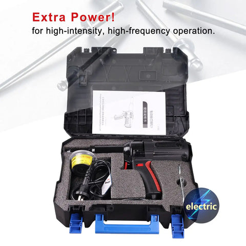 Heavy Duty 600W Electric Rivet Gun For 6.4Mm Blind Pop Rivets With Lightning Fast Nail Kickout And Vibration Dampening Arc Gearbox Solid Grip Power Tool in carrying case