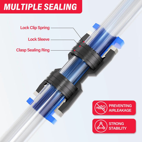 Blue 6mm OD tee push-to-connect pneumatic tube fittings, pack of 10