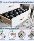 Rock Solid 20 Inch Soft Close Drawer Slides With Ball Bearing Full Extension For Dressers Side Mount Runners in a drawer with dumbbells.