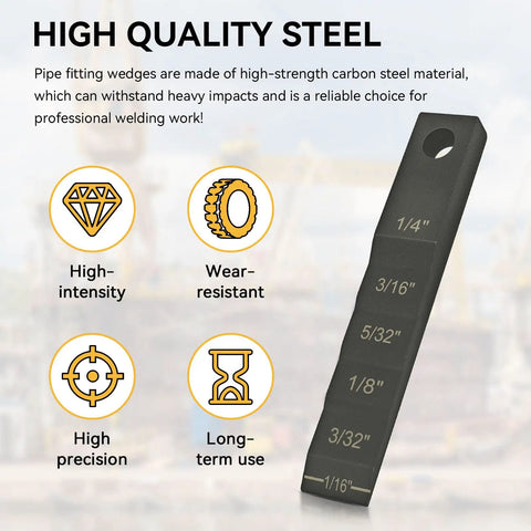 Two-In-One Pipe Spacer Wedge With Stepped Gauge For Welding, Small 3/4 X 4 In Pry And Measure Tool, Anti-Slip Safety Holes, Quick Gap Alignment, Precise Fit, Durable Steel Wedge For Pipe Spacing And Fittings.
