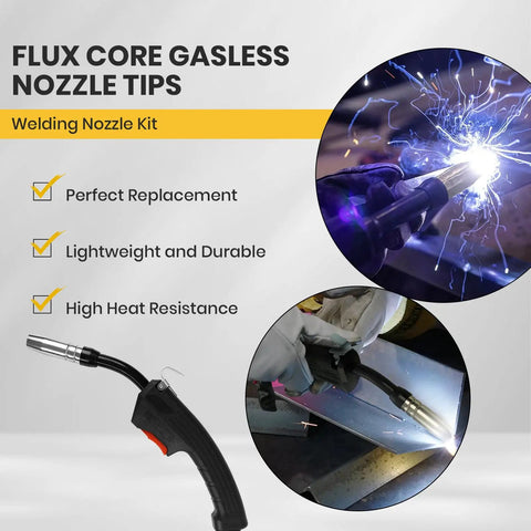 14AK MIG Welding Gun Kit With 20 Tips 0.039 Inch 1.0mm Contact Tips Nickel Plated Nozzles For Minimal Spatter