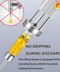 Heavy Duty Commercial Paste And Liquid Filling Machine Adjustable Speed And Pressure Oils Honey Sauce Water 500ml Capacity showing anti-drip filling nozzle.