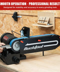 Heavy Duty 2X48 Inch Belt Sander With 1Hp Induction Motor Running At 4500 Fpm For Knife Making And Metal Finishing in workspace.