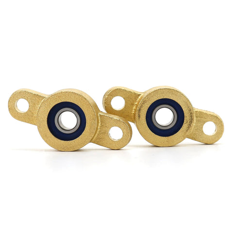 2-pack brass pillow block bearings, 1/4 in bore for 6.35 mm shaft, two-bolt flange