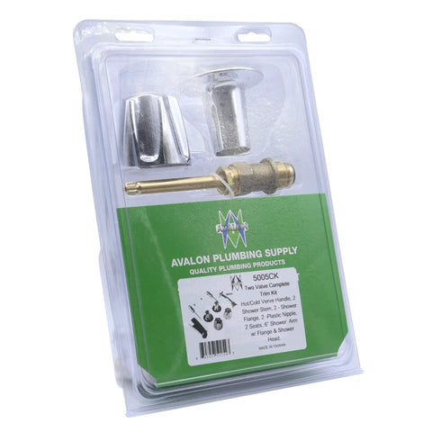 Complete Shower Repair Kit For Hot And Cold Water, Two Valves, Verve Handles Remodel in packaging