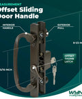Premium Bronze Sliding Patio Glass Door Handle Set With Offset Latch And Keyed Lock Sash Control with 8-1/2 inch escutcheon.
