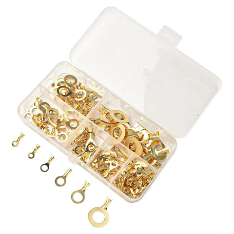 Top Tier Brass Cable Lugs Kit With 150 PCS Ring Terminals For All Your Wiring Projects From M3 To M10 Non Insulated Crimp Connectors, brass kit in storage box