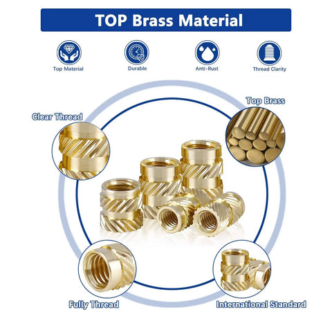 Bulk M2.5 Brass Threaded Inserts For Plastic Heat Set Kit For 3D Printing And Injection Molding Including M2.5x2.5x3.5 And M2.5x4x3.5 Sizes 220 Pieces Knurled Brass Press Nuts For DIY Friendly Strong Durable Joints featuring knurled brass with clear threads