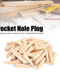 Pocket Hole Plug Kit From Solid Pine Wood Lightweight Durable Woodworking Plugs 50 Piece Set With Drilling Locator Accessory
