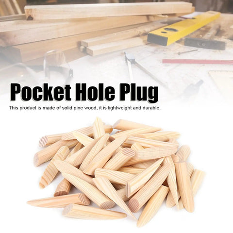 Pocket Hole Plug Kit From Solid Pine Wood Lightweight Durable Woodworking Plugs 50 Piece Set With Drilling Locator Accessory