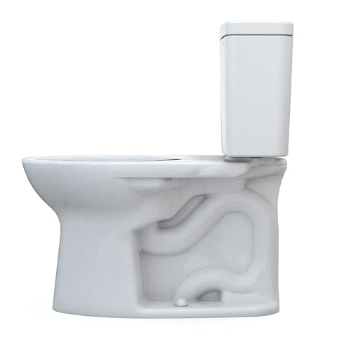 Top Shelf Two Piece Elongated Toilet Featuring Universal Height And 1.6 GPF Tornado Flush System For Hassle Free Grime Control And Reliable Everyday Bathroom Comfort In Crisp White