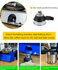 Crank Up Your Home Brewing Setup With This Solid Coffee Roaster Machine Featuring A Continuous Rotating Stainless Steel Drum; Semi-closed gas heating system.