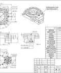 Th450 Heavy Duty Turntable Rotary Actuator technical drawing, detailed dimensions for smooth precision motion control setup.