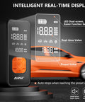 Portable Tire Inflator Air Pump With Digital Pressure Gauge And LED Light, 4X Faster Inflation To 150 PSI, close-up display