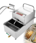 Commercial Mobile Deep Fryer Oil Filter Machine In Stainless Steel With 48 Liter Capacity And 550 Watt Power For Restaurant Use Durable Frying Tool showing filtration cart with hose.