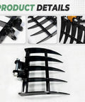5 Tooth Wide Backhoe Rake Attachment For 0.8 To 1.8 Ton Mini Excavators Perfect For Land Clearing Debris Removal And Soil Spreading