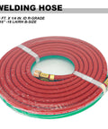 Coiled welding hose for Upgraded Oxygen And Acetylene Gas Cutting Torch And Welding Kit For The Home Garage Medium Duty Set
