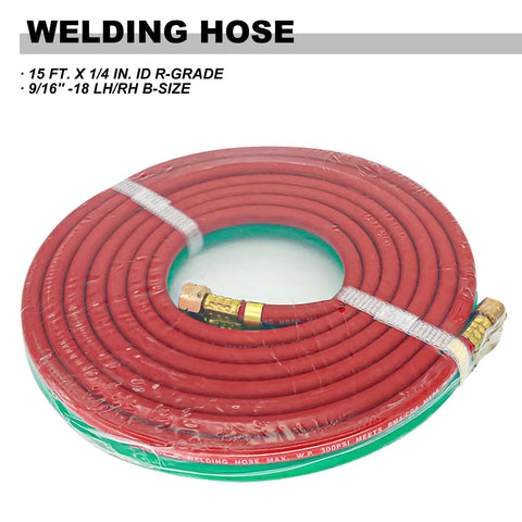Coiled welding hose for Upgraded Oxygen And Acetylene Gas Cutting Torch And Welding Kit For The Home Garage Medium Duty Set
