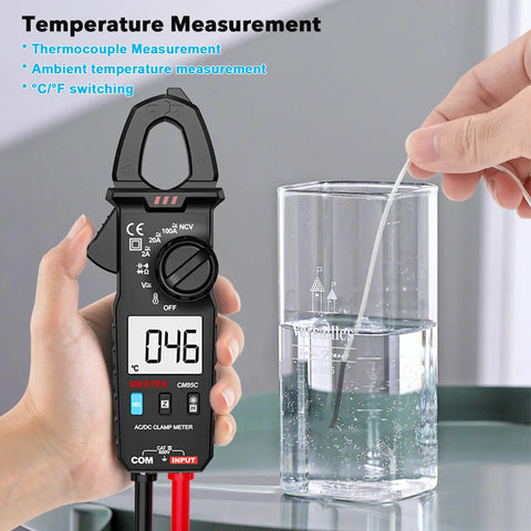 Digital Clamp Meter Multimeter With True RMS Auto Ranging 100A 600V Measures temperature using thermocouple in water