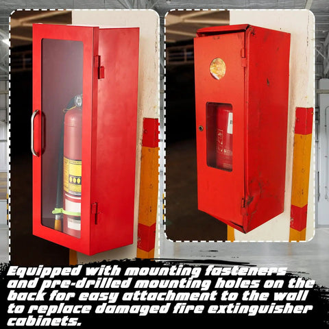 Two Pack Ten Pound Fire Extinguisher Cabinet For Wall Or Surface Mount Red 22 Gauge Steel Built To Last Heavy Duty