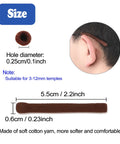 Comfy Soft Cotton Eyeglasses Ear Cushions Set Anti Slip Elastic Temple Tips Sleeve Retainer Grips For Glasses And Sunglasses Skin Friendly 2 Pairs Black, side view showing size and fit on ear.