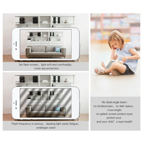 Side-by-side comparison of lighting effects on a child's eye health with 35W LED Light Bulb E26 Base Daylight White 6000K 3500 Lumens