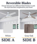 Memphis 52 Inch Contemporary Indoor Led Ceiling Fan With Light And Pull Chain Dual Mounting Options Four Dual Finish Blades