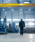 Industrial warehouse with bright illumination from two pack 200W UFO LED high bay light with 5000K color temperature