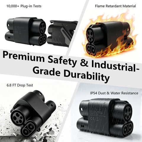 Heavy Duty Ccs1 To Ccs2 Adapter For Electric Vehicles Delivering 1000V 500A Dc Fast Charging with flame retardant material.