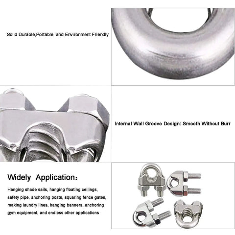 Dead Simple Stainless Steel Wire Rope Clips 20 Pack Heavy Duty Quarter Inch Cable Clamps Lock It Down Secure Garden Racks Boats And Towing Lines With Top Shelf Rust Proof Build